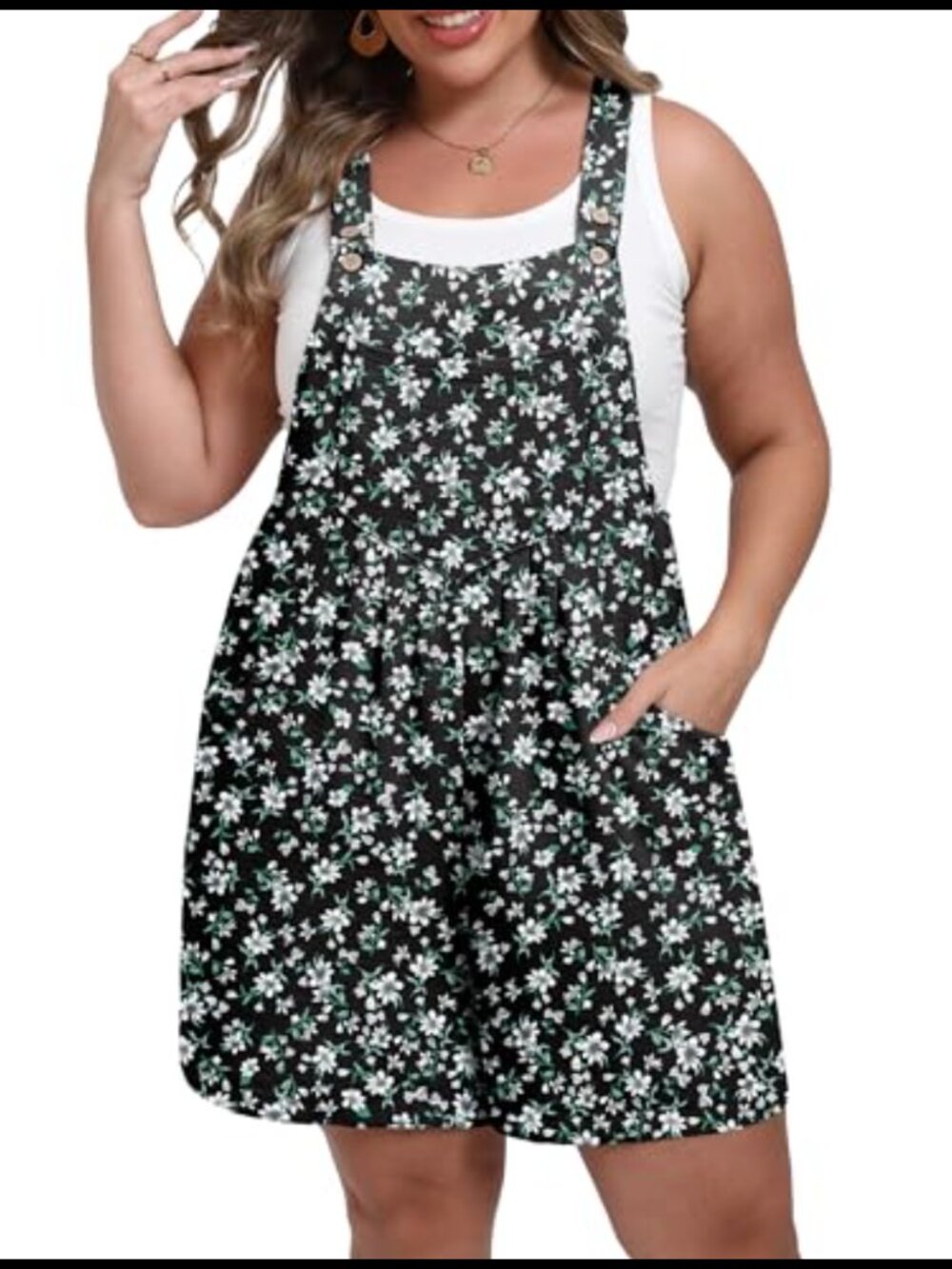 Plus Size Romper Jumpsuit Wide Leg Overalls Adjustable Straps Pockets Summer